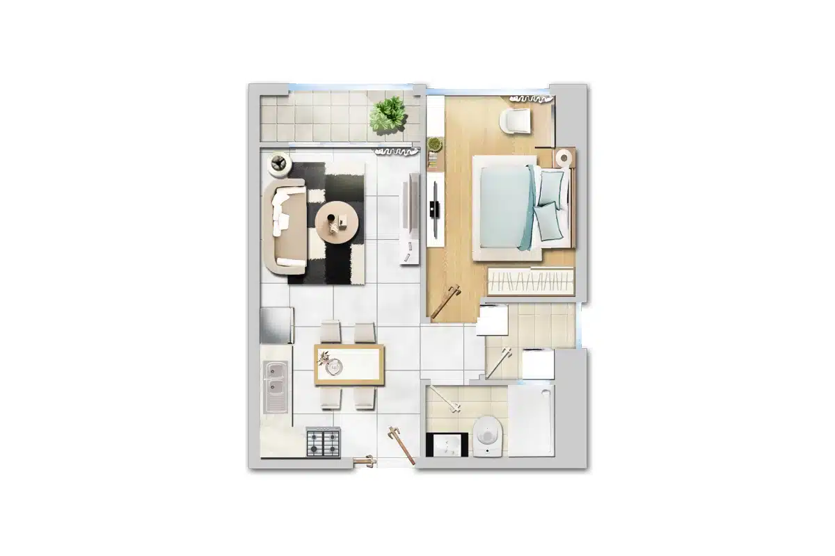 căn hộ 1 phòng ngủ dự án New City