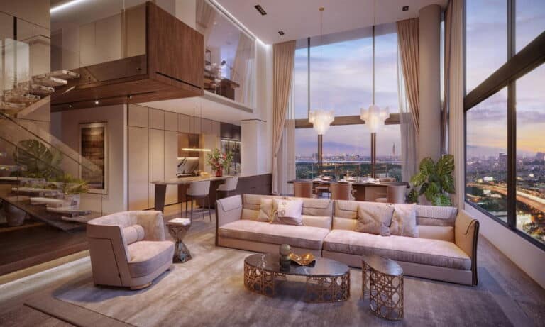 Căn hộ cho thuê Thủ Thiêm Zeit duplex 4 phòng ngủ nội thất xịn view sông