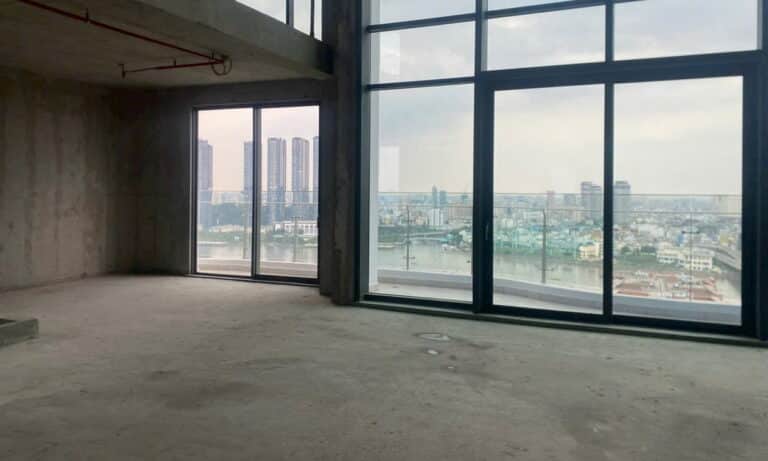Căn hộ duplex Thủ Thiêm Zeit cho thuê 4 phòng ngủ lầu cao nhà thô view sông
