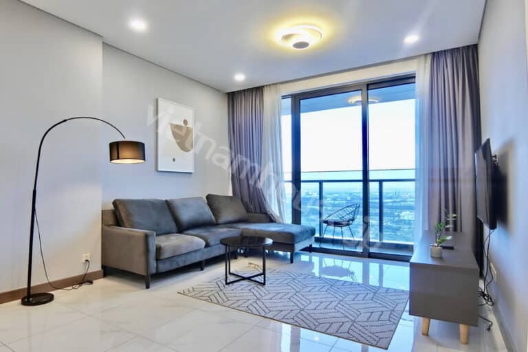 View sông, tầng cao – cho thuê căn hộ 3 phòng ngủ Sunwah Pearl sang trọng