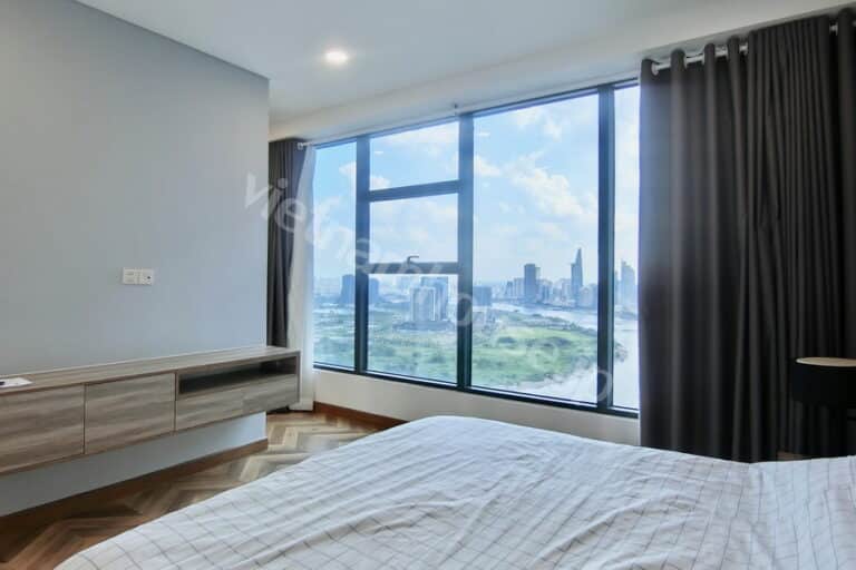 View sông, tầng cao – cho thuê căn hộ 3 phòng ngủ Sunwah Pearl sang trọng