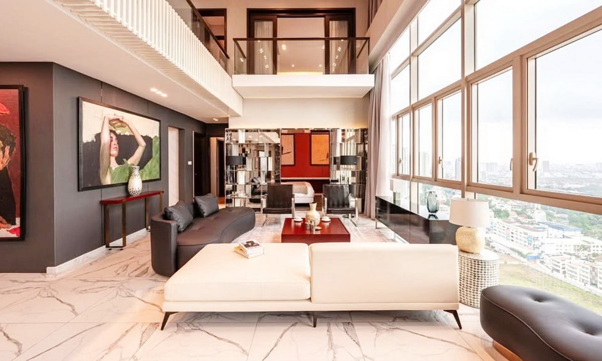 Căn hộ penthouse 6 phòng ngủ The Vista cho thuê view sông nội thất đẹp