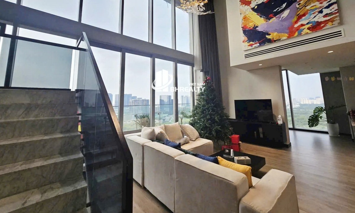 Duplex Empire City cho thuê tầng cao tháp Tilia nhà đẹp 4 phòng ngủ view sông
