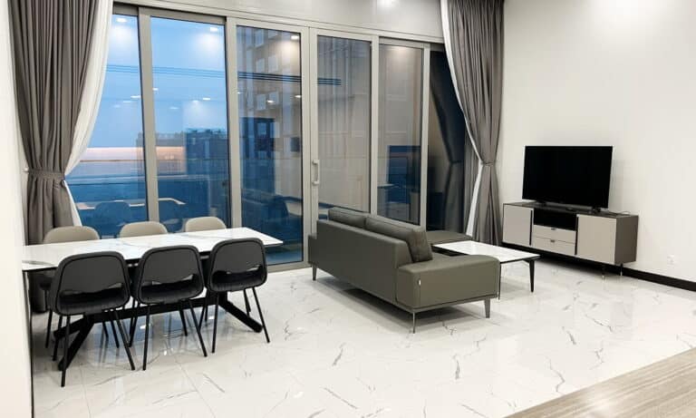 Empire City 3 phòng ngủ Linden cho thuê view hồ bơi tầng trung nội thất đẹp